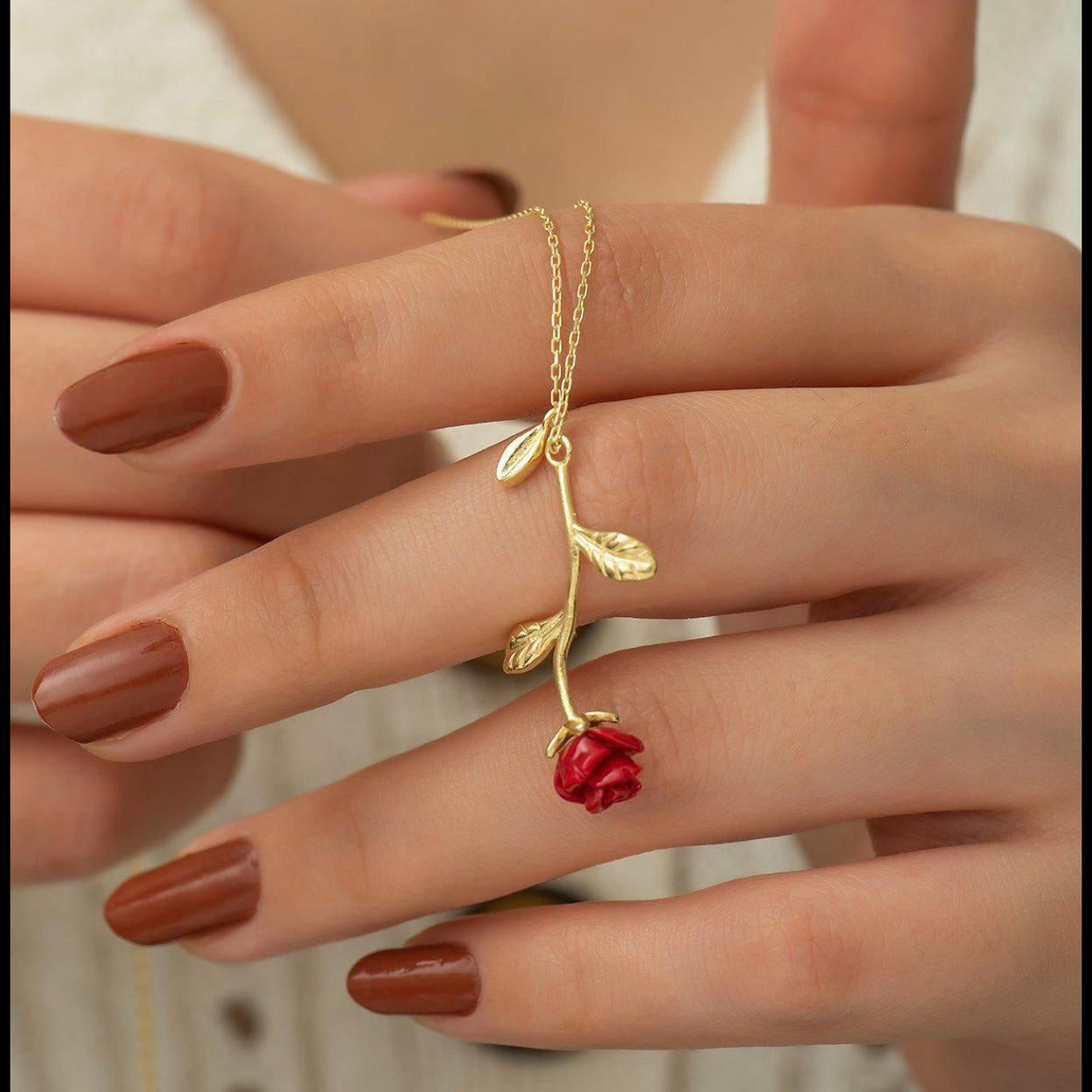 Falling Red Rose Gold Plated Locket