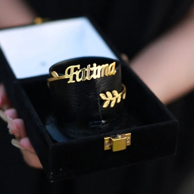 Name Leaf Bangle Customized