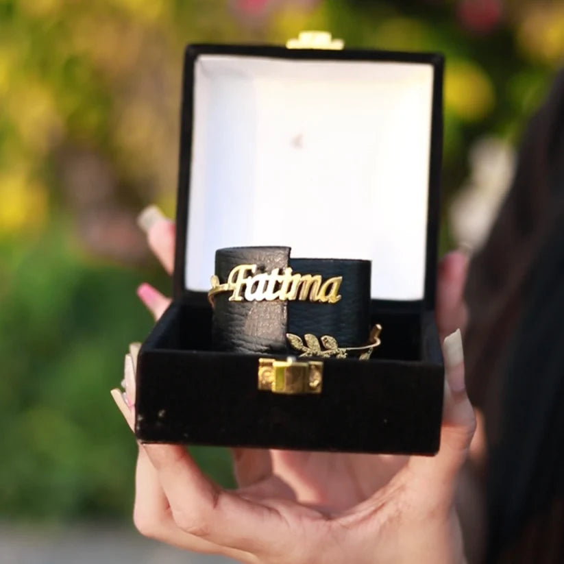 Name Leaf Bangle Customized